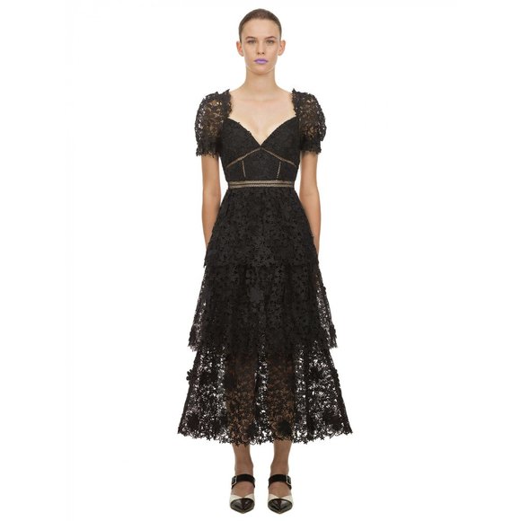 Self-Portrait Dresses & Skirts - NWT Self Portrait Flower Lace Tiered Midi Dress
